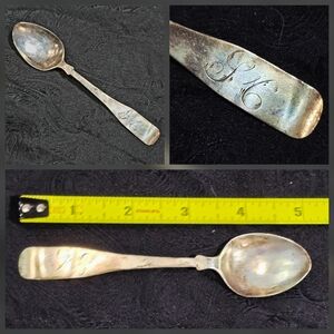 Antique Silverplate Teaspoon Monogram PC Aged Patina Vintage Spoon
